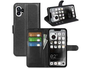 Nothing Phone (1) Lederhülle Portemonnaie Karten Etui schwarz