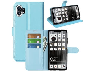 Nothing Phone (1) Lederhülle Portemonnaie Karten Etui hellblau