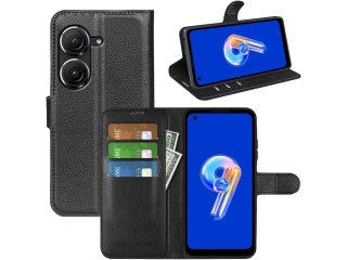 Asus Zenfone 9 Lederhülle Portemonnaie Karten Etui schwarz