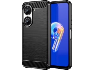 Asus Zenfone 9 Carbon Gummi Hülle TPU Case schwarz