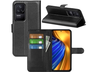 Xiaomi Poco F4 Lederhülle Portemonnaie Karten Etui schwarz