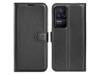 Xiaomi Poco F4 Lederhülle Portemonnaie Karten Etui schwarz