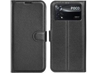 Xiaomi Poco X4 Pro 5G Lederhülle Portemonnaie Karten Etui schwarz