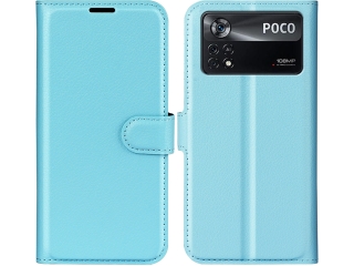 Xiaomi Poco X4 Pro 5G Lederhülle Portemonnaie Karten Etui hellblau