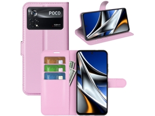 Xiaomi Poco X4 Pro 5G Lederhülle Portemonnaie Karten Etui rosa