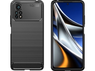 Xiaomi Poco X4 Pro 5G Carbon Gummi Hülle TPU Case schwarz
