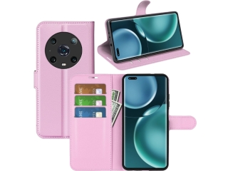 Honor Magic4 Pro Lederhülle Portemonnaie Karten Etui rosa