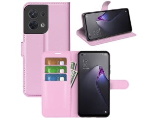 Oppo Reno8 5G Lederhülle Portemonnaie Karten Etui rosa