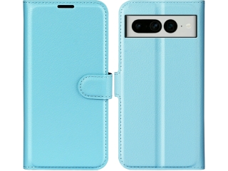Google Pixel 7 Pro Lederhülle Portemonnaie Karten Etui hellblau