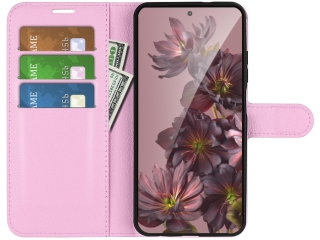 Google Pixel 7 Pro Lederhülle Portemonnaie Karten Etui rosa