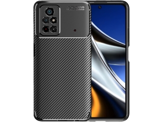 Xiaomi Poco X4 Pro 5G Carbon Design Hülle TPU Case flexibel schwarz