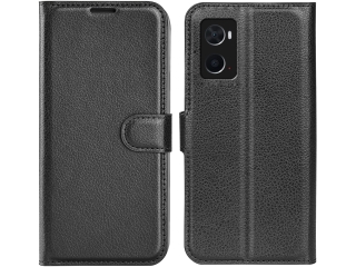 Oppo A76 Lederhülle Portemonnaie Karten Etui schwarz
