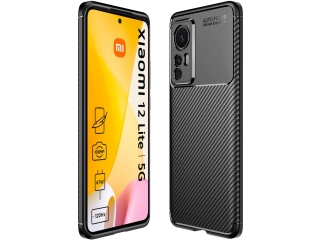 Xiaomi 12 Lite Carbon Design Hülle TPU Case flexibel schwarz