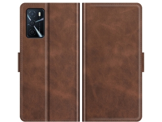 Oppo A16 Leder Hülle Karten Ledertasche mokka