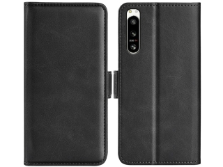 Sony Xperia 5 IV Leder Hülle Karten Ledertasche schwarz