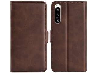 Sony Xperia 5 IV Leder Hülle Karten Ledertasche mokka