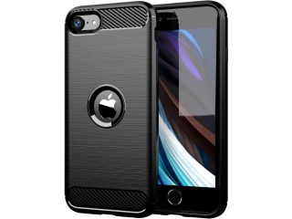 Apple iPhone SE 2020 Carbon Gummi Hülle TPU Case schwarz