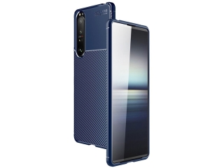 Sony Xperia 1 III Carbon Design Hülle TPU Case flexibel navyblau