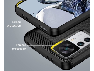 Xiaomi 12T Pro Carbon Gummi Hülle TPU Case schwarz