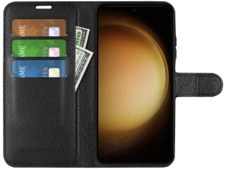 Samsung Galaxy S23 Lederhülle Portemonnaie Karten Etui schwarz