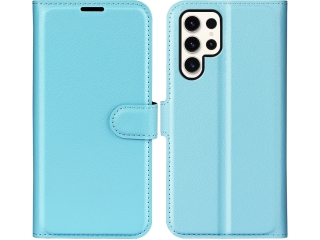 Samsung Galaxy S23 Ultra Lederhülle Portemonnaie Karten Etui hellblau