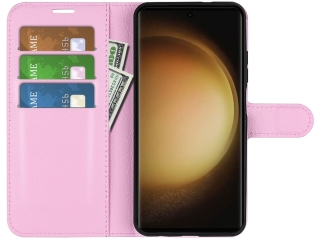 Samsung Galaxy S23 Ultra Lederhülle Portemonnaie Karten Etui rosa