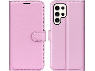 Samsung Galaxy S23 Ultra Lederhülle Portemonnaie Karten Etui rosa