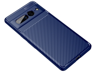 Google Pixel 7 Pro Carbon Design Hülle TPU Case flexibel blau