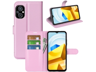 Xiaomi Poco M5 Lederhülle Portemonnaie Karten Etui rosa