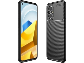 Xiaomi Poco M5 Carbon Design Hülle TPU Case flexibel schwarz