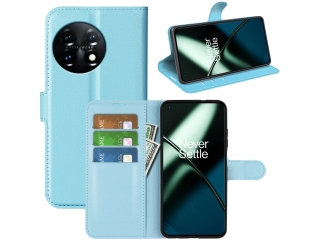OnePlus 11 Lederhülle Portemonnaie Karten Etui hellblau