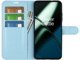 OnePlus 11 Lederhülle Portemonnaie Karten Etui hellblau