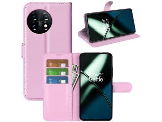 OnePlus 11 Lederhülle Portemonnaie Karten Etui rosa
