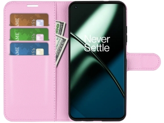 OnePlus 11 Lederhülle Portemonnaie Karten Etui rosa