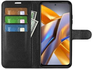 Xiaomi Poco M5s Lederhülle Portemonnaie Karten Etui schwarz