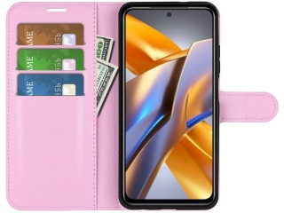 Xiaomi Poco M5s Lederhülle Portemonnaie Karten Etui rosa