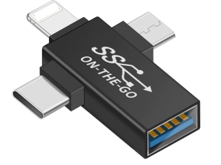 3-in-1 USB 3.0 auf USB-C MicroUSB Lightning OTG Adapter