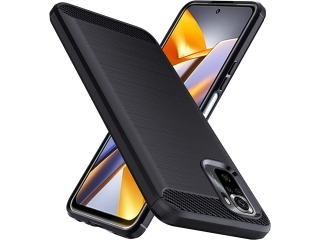 Xiaomi Poco M5s Carbon Gummi Hülle TPU Case schwarz
