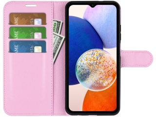 Samsung Galaxy A14 5G Lederhülle Portemonnaie Karten Etui rosa