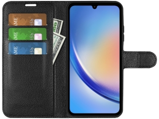 Samsung Galaxy A34 5G Lederhülle Portemonnaie Karten Etui schwarz