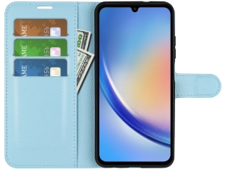 Samsung Galaxy A34 5G Lederhülle Portemonnaie Karten Etui hellblau