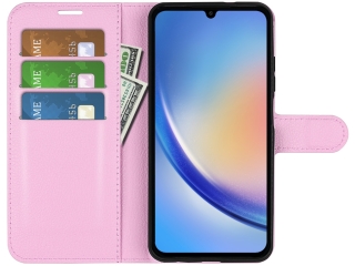 Samsung Galaxy A34 5G Lederhülle Portemonnaie Karten Etui rosa