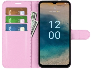 Nokia G22 Lederhülle Portemonnaie Karten Etui rosa