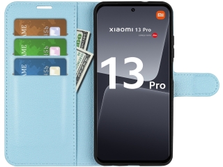 Xiaomi 13 Pro Lederhülle Portemonnaie Karten Etui hellblau