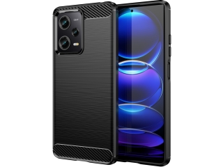 Xiaomi Redmi Note 12 Pro 5G Carbon Gummi Hülle TPU Case schwarz