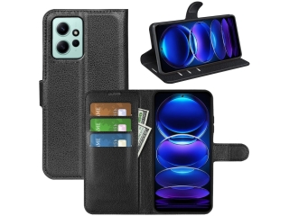 Xiaomi Redmi Note 12 4G Lederhülle Portemonnaie Karten Etui schwarz