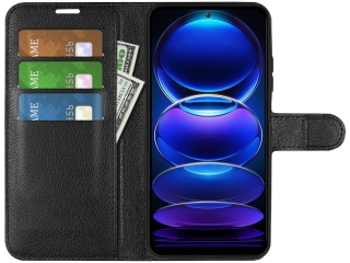 Xiaomi Redmi Note 12 5G Lederhülle Portemonnaie Karten Etui schwarz