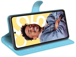 Google Pixel 8 Lederhülle Portemonnaie Karten Etui hellblau