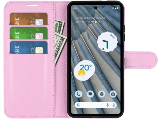 Google Pixel 7a Lederhülle Portemonnaie Karten Etui rosa