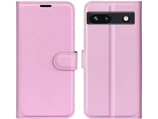 Google Pixel 7a Lederhülle Portemonnaie Karten Etui rosa